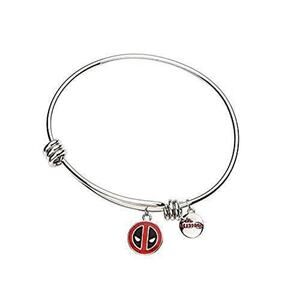 *No Package* Marvel Stainless Steel Deadpool Logo Charm Bangle Women's Bracelet
